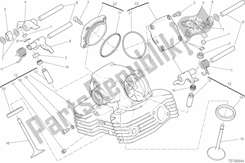 All parts for the Vertical Head of the Ducati Scrambler Flat Track Brasil 803 2016
